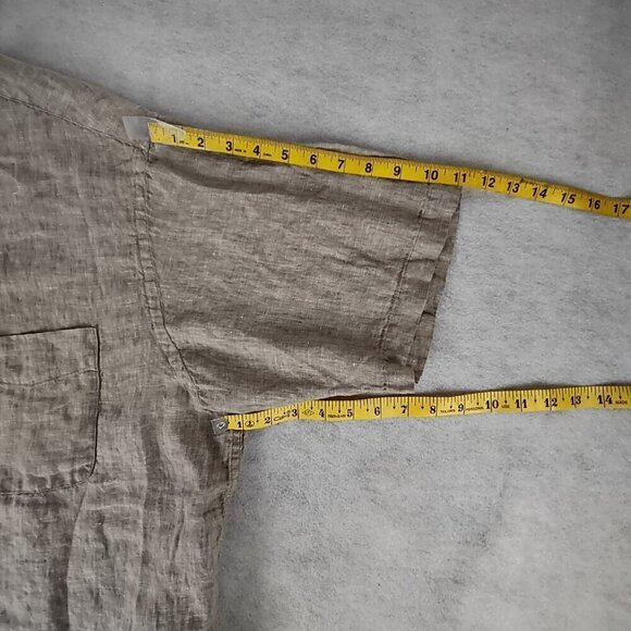Roundtree & Yorke Light Brown Short Sleeve Casual 100% Linen Shirt Size XL (NWT) - Picture 9 of 13
